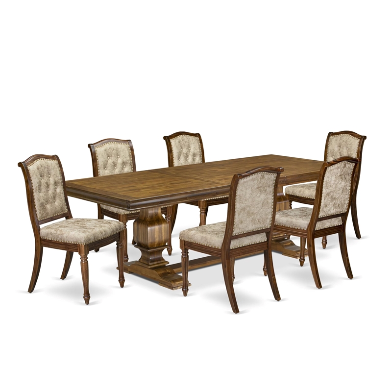 East West Furniture Laneville 7 Pieces Kitchen Table Set in Walnut Finish