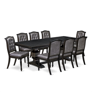 East West Furniture Laneville 9-Piece Modern Dining Table Set in Black Finish