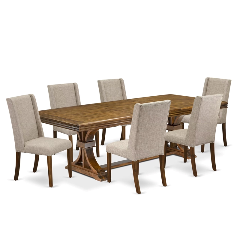 East West Furniture Northcliffe 7-Piece Kitchen Table Set in Walnut Finish