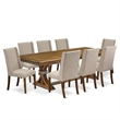 East West Furniture Northcliffe 9-Piece Modern Dining Table Set in Walnut Finish