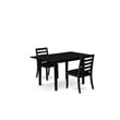 East West Furniture Norfolk 3-Piece Kitchen Dining Set in Black Finish