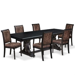 East West Furniture Northcliffe 7-Piece Modern Dining Table Set in Black Finish