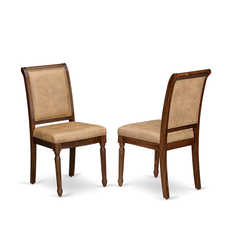 East West Furniture Northcliffe 9-Piece Mid Century Dining Table Set in Walnut