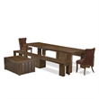 East West Furniture Xtenczar 6-Piece Extendable Dining Set in Walnut Finish