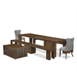 East West Furniture Xtenczar 6-Piece Extendable Dining Set in Walnut Finish
