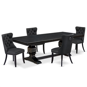 East West Furniture Northcliffe 5 Pieces Modern Dining Set in Black Finish