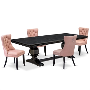 East West Furniture Northcliffe 5 Pieces Modern Dining Set in Black Finish
