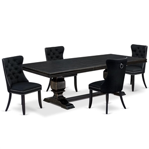East West Furniture Northcliffe 5-Piece Modern Dining Set in Black Finish