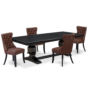 East West Furniture Northcliffe 5-Piece Mid-Century Kitchen Set in Black Finish