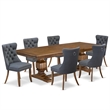 East West Furniture Northcliffe 7-Piece Dining Table Set in Walnut Finish