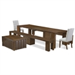 East West Furniture Xtenczar 6-Piece Extendable Dining Set in Walnut Finish