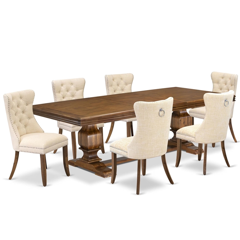 East West Furniture Northcliffe 7-Piece Modern Dining Table Set in Walnut Finish