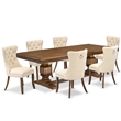 East West Furniture Northcliffe 7-Piece Modern Dining Table Set in Walnut Finish