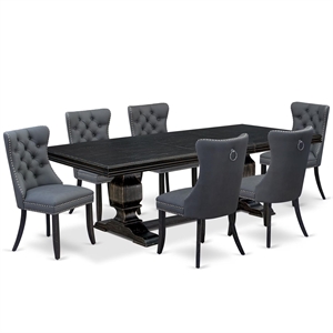 East West Furniture Northcliffe 7 Pieces Dining Set in Black Finish