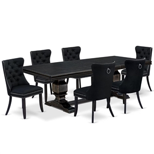 East West Furniture Northcliffe 7-Piece Kitchen Set in Black Finish