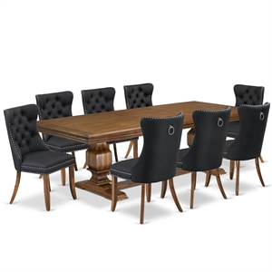 East West Furniture Northcliffe 9-Piece Kitchen Table Set in Walnut Finish