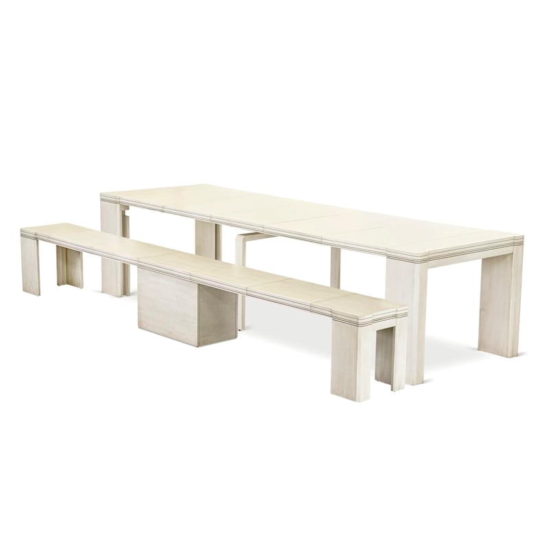 East West Furniture Xtenczar 2 Pieces Extendable Dining Set in White Finish