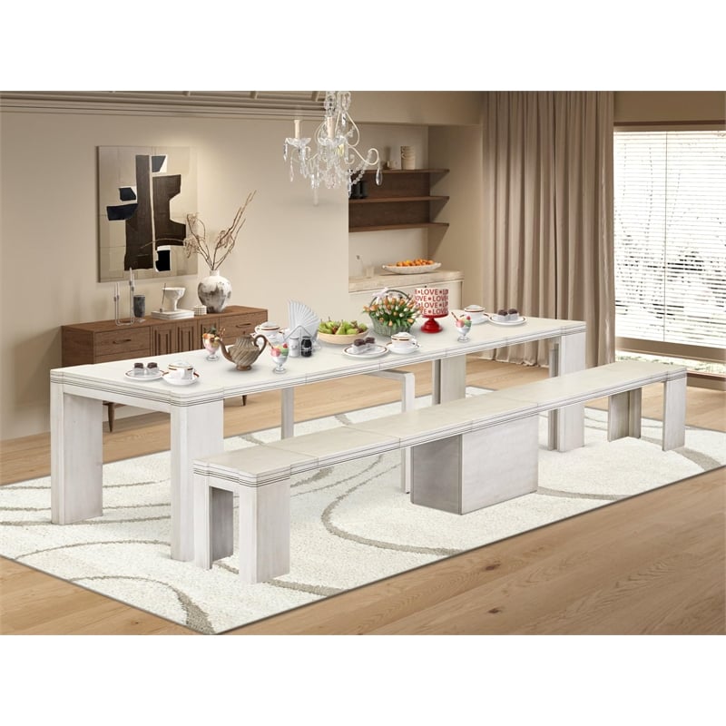 East West Furniture Xtenczar 2 Pieces Extendable Dining Set in White Finish