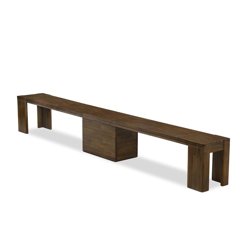 East West Furniture Xtenczar 3-Piece Modern Dining Table Set in Walnut Finish