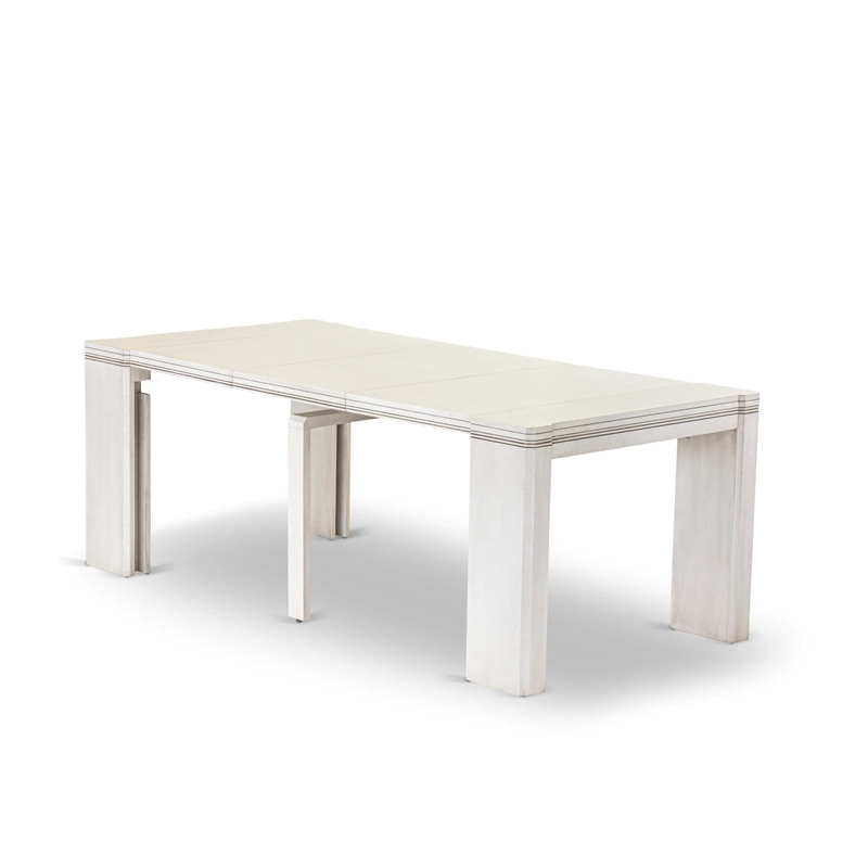 East West Furniture Xtenczar 3 Pieces Extendable Kitchen Table Set in White