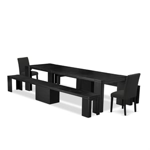 East West Furniture Xtenczar 5 -Piece Dining Room Table Set in Black Finish