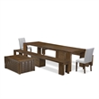 East West Furniture Xtenczar 6-Piece Extendable Dining Set in Walnut Finish