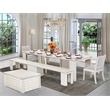East West Furniture Xtenczar 6-Piece Extendable Dining Set in White Finish