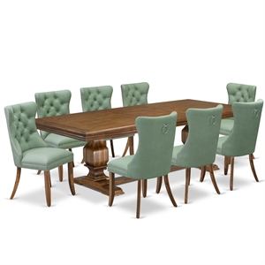 East West Furniture Northcliffe 9-Piece Kitchen Table Set in Walnut Finish
