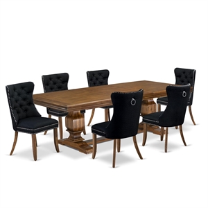 East West Furniture Northcliffe 9-Piece Mid-Century Dining Set in Walnut Finish