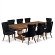 East West Furniture Northcliffe 9-Piece Mid-Century Dining Set in Walnut Finish