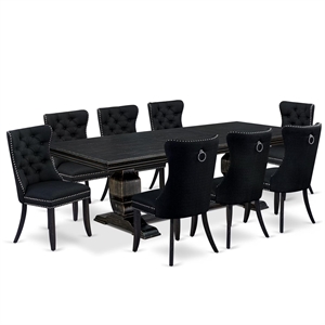East West Furniture Northcliffe 9-Piece Dining Room Set in Black Finish