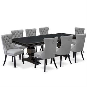 East West Furniture Northcliffe 9-Piece Mid-Century Kitchen Set in Black Finish