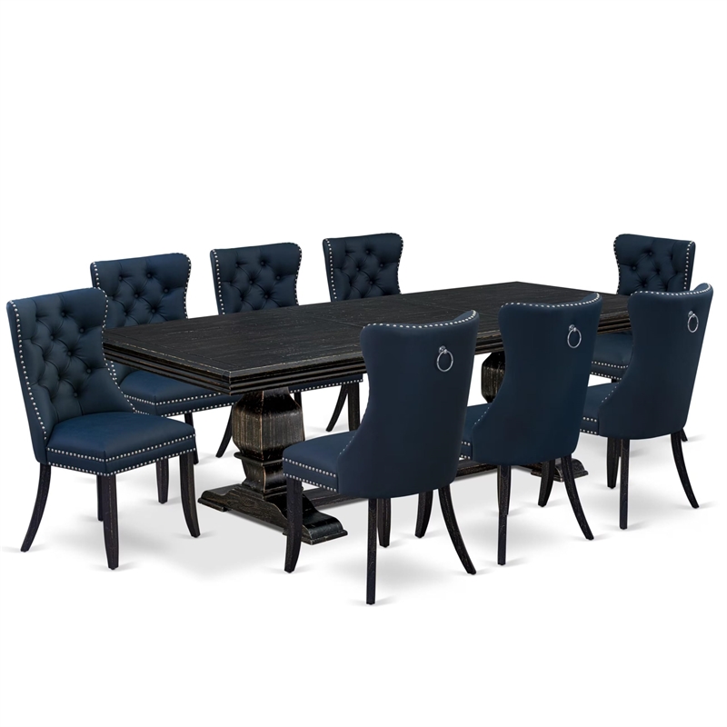 East West Furniture Northcliffe 9-Piece Kitchen Table Set in Black Finish
