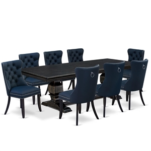 East West Furniture Northcliffe 9-Piece Kitchen Table Set in Black Finish