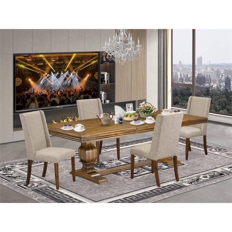 East West Furniture Northcliffe 5-Piece Kitchen Dining Set in Walnut Finish