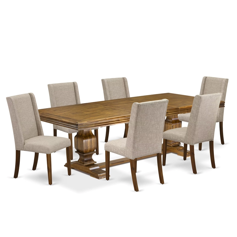 East West Furniture Northcliffe 7-Piece Kitchen Table Set in Walnut Finish