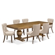East West Furniture Northcliffe 7-Piece Dining Table Set in Walnut Finish