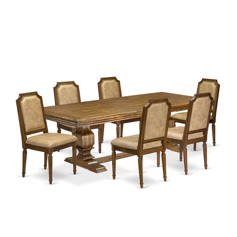 East West Furniture Northcliffe 7-Piece Kitchen Table Set in Walnut Finish