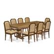 East West Furniture Northcliffe 9-Piece Dining Room Set in Walnut Finish