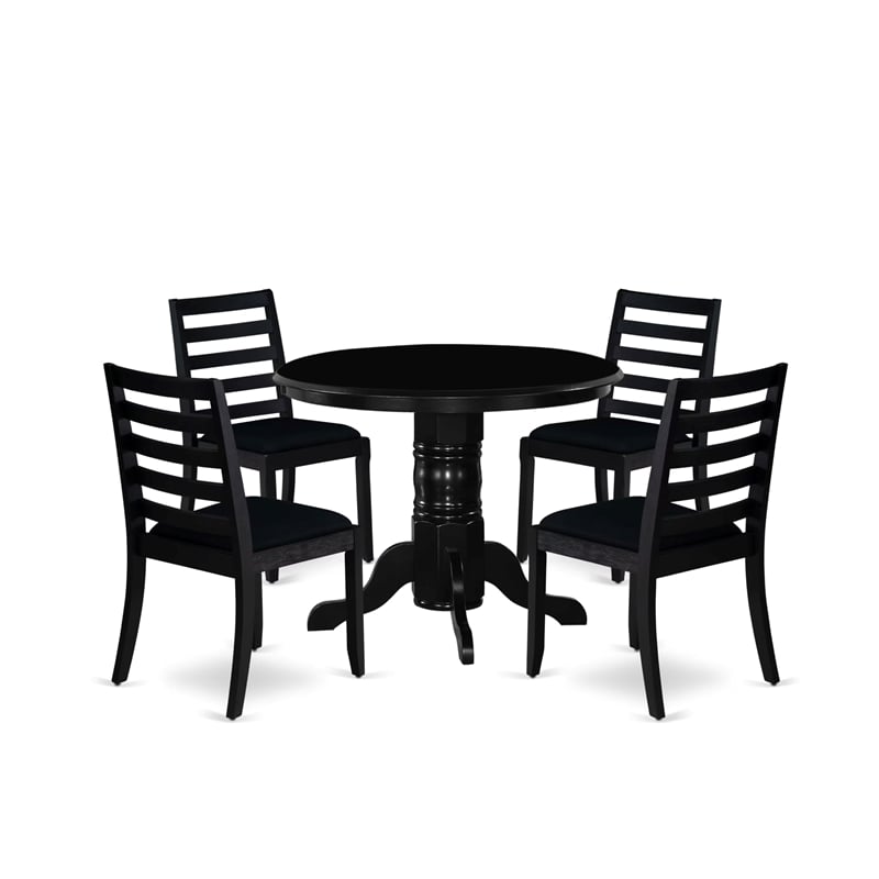 East West Furniture Shelton 5-Piece Modern Dining Set in Black Finish