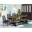 East West Furniture V-Style 6-Pc Mid Century Kitchen Set in Distressed Jacobean