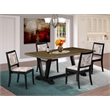 East West Furniture V-Style 5-Piece Modern Dining Set in Distressed Jacobean