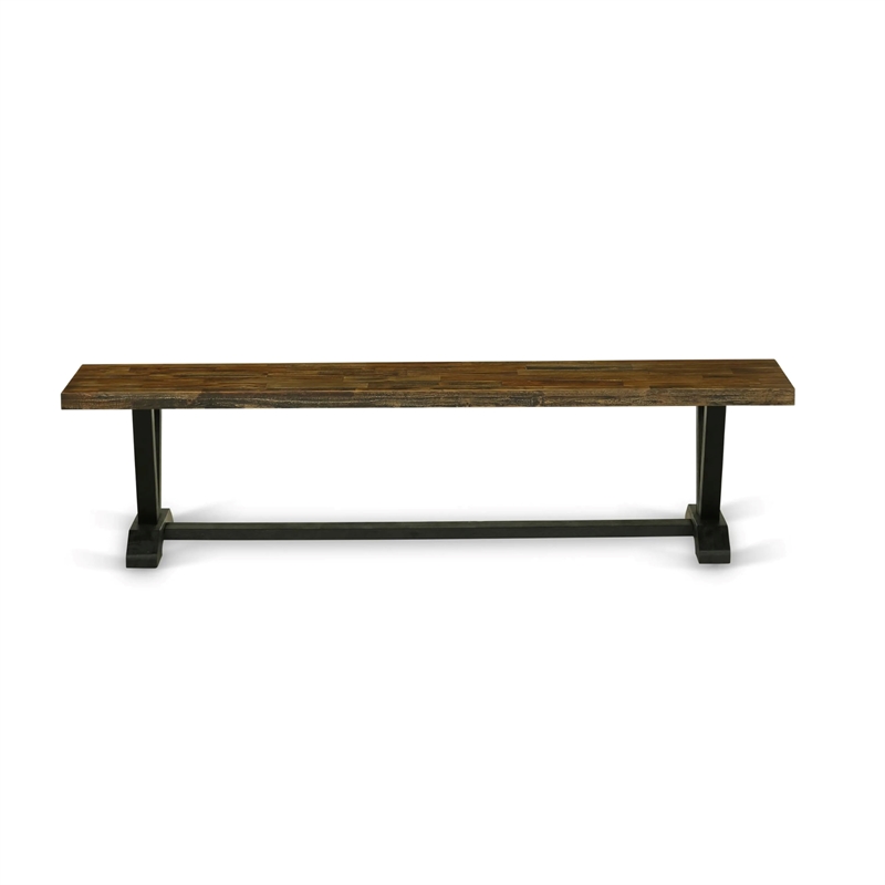 East West Furniture V-Style 6-Pc Kitchen Dining Table Set in Distressed Jacobean