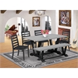 East West Furniture V-Style 6-Piece Kitchen Table Set in Cement Finish