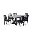 East West Furniture V-Style 7-Piece Modern Dining Table Set in Cement Finish