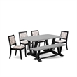 East West Furniture V-Style 6-Piece Dining Table Set in Cement Finish