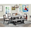 East West Furniture V-Style 6-Piece Dining Table Set in Cement Finish