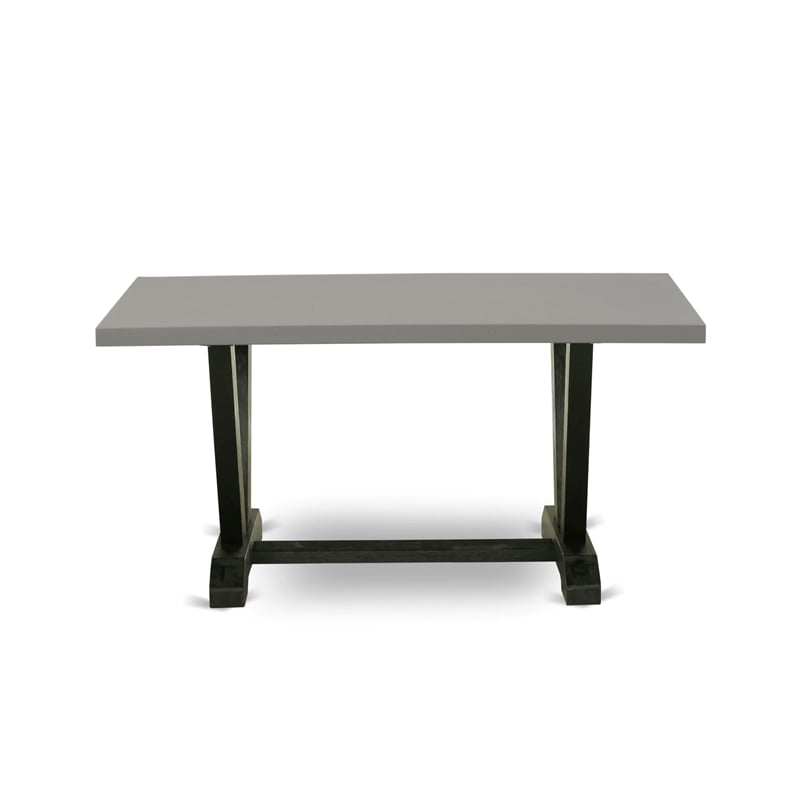 East West Furniture V-Style 7-Piece Kitchen Table Set in Cement Finish