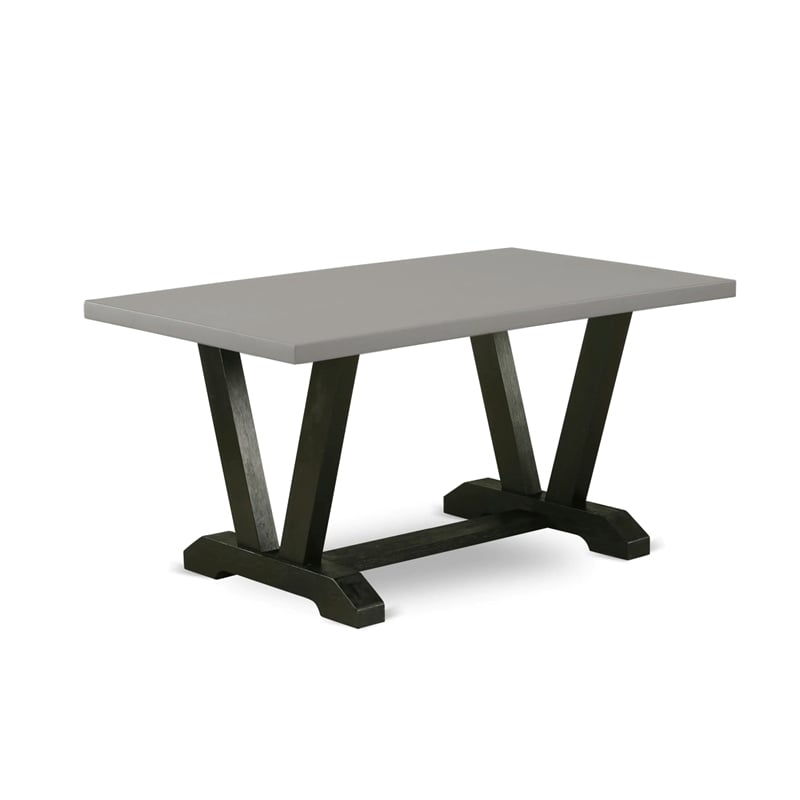 East West Furniture V-Style 7-Piece Kitchen Table Set in Cement Finish