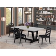 East West Furniture V-Style 5-Piece Dining Table Set in Cement Finish